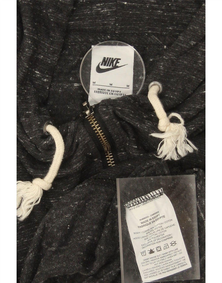 NIKE Womens Zip Hoodie Sweater UK 14 Medium Grey Flecked Cotton Vintage Nike and Second-Hand Nike from Messina Hembry 