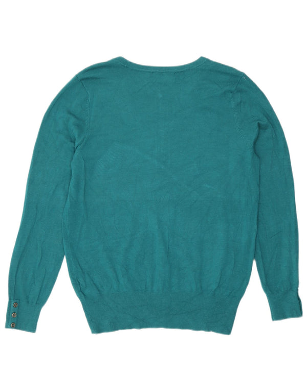 Suéter feminino Marks & Spencer com decote em V Reino Unido 16 grande viscose turquesa