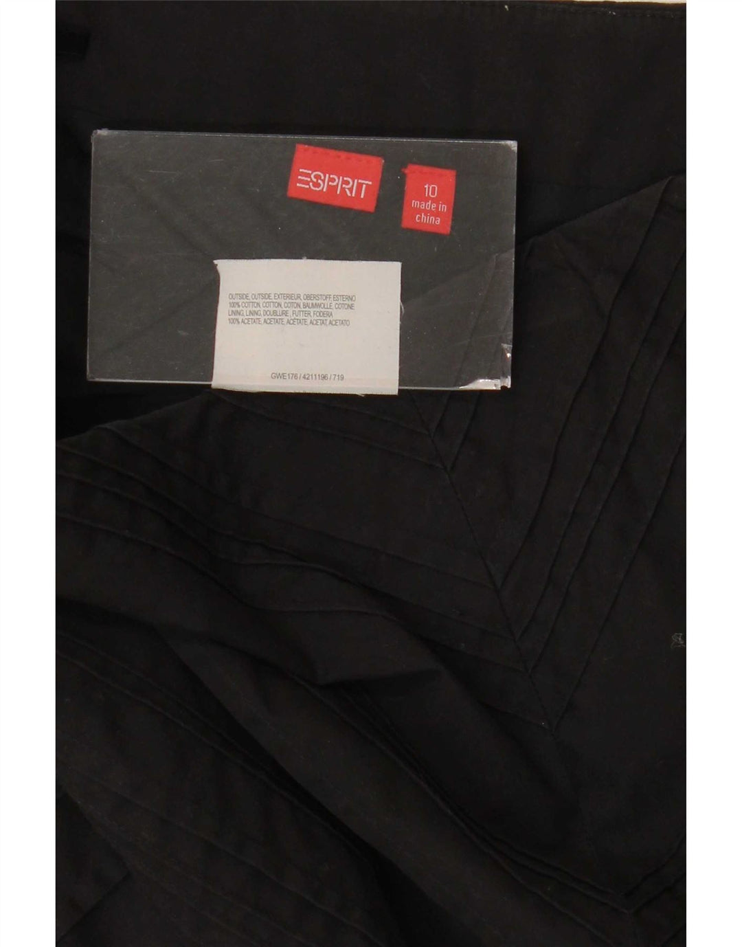 Saia feminina Esprit A-Line UK 10 pequena W30 algodão preto