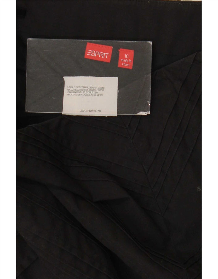 Saia feminina Esprit A-Line UK 10 pequena W30 algodão preto