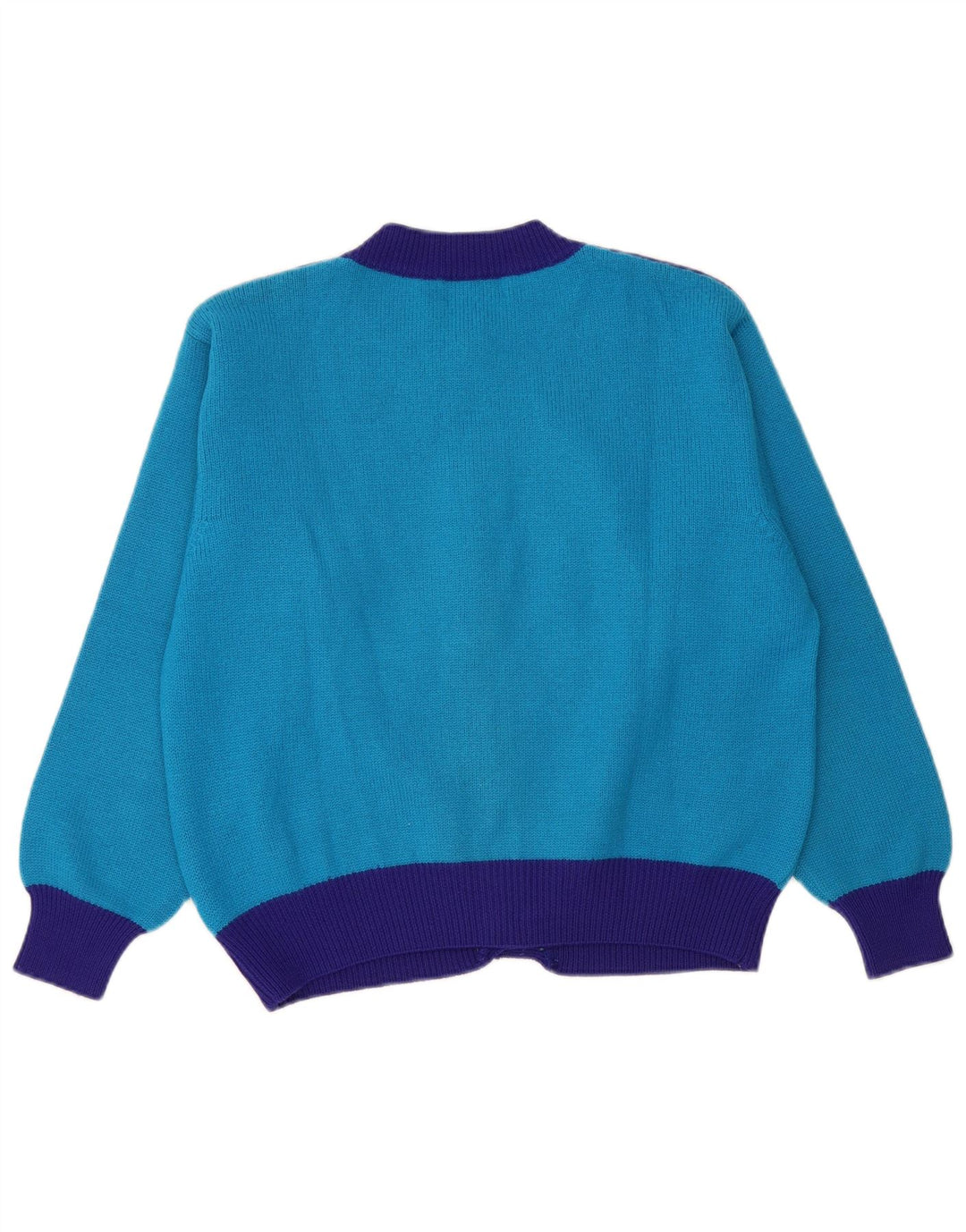 Suéter cardigã feminino Benetton de inverno IT 48 XL azul colorblock lã