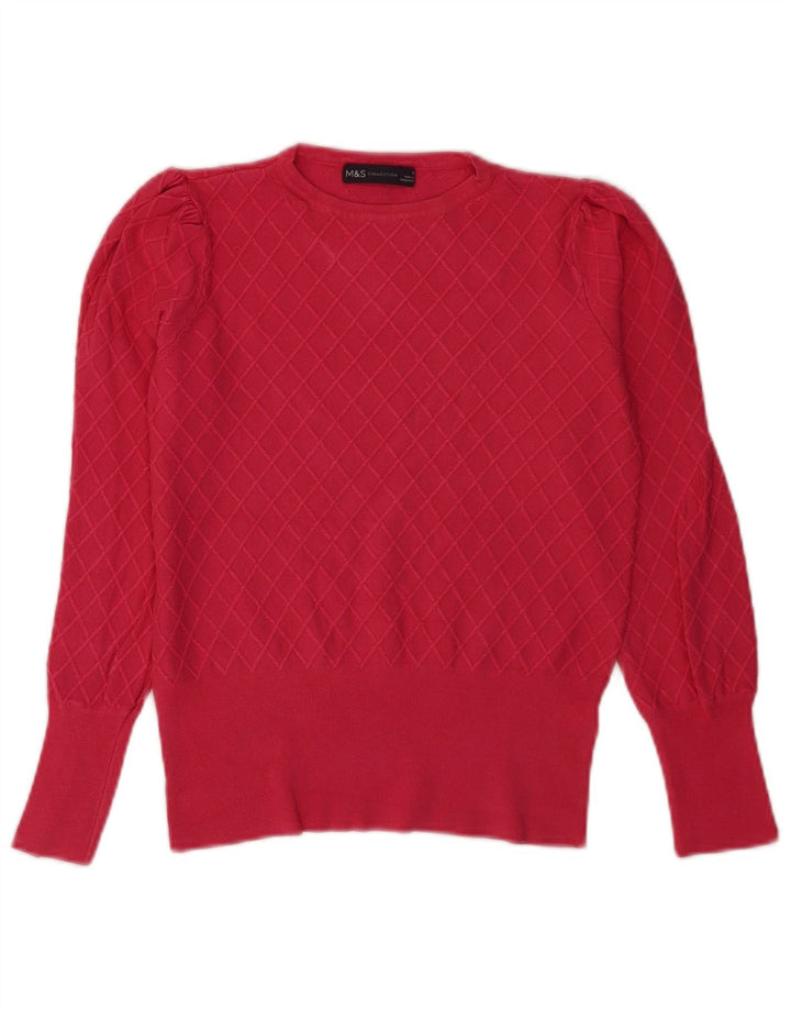Suéter feminino Marks & Spencer com gola redonda e ajuste regular Reino Unido 8 pequeno vermelho
