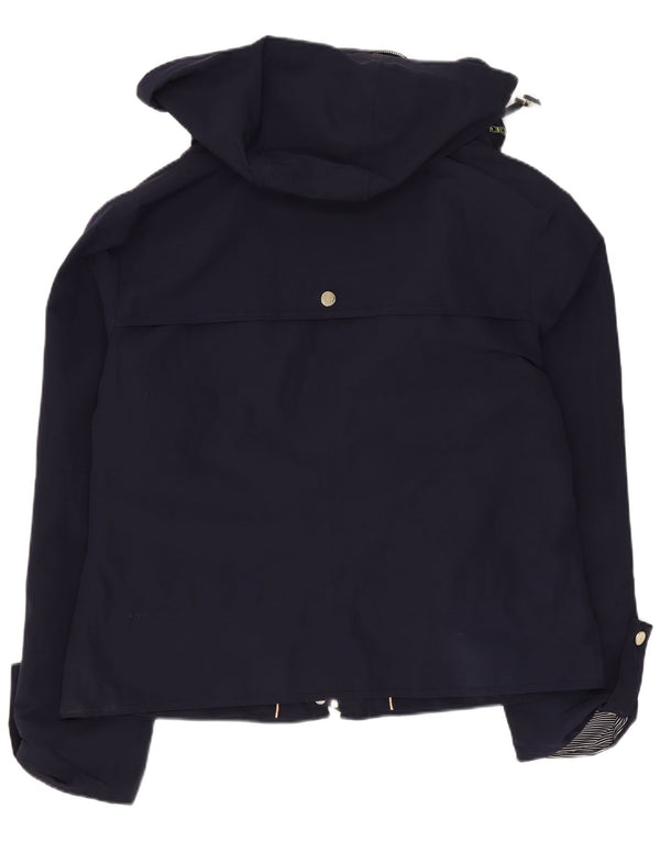 Trench coat feminino curto com capuz Marks & Spencer Reino Unido 12 médio azul marinho