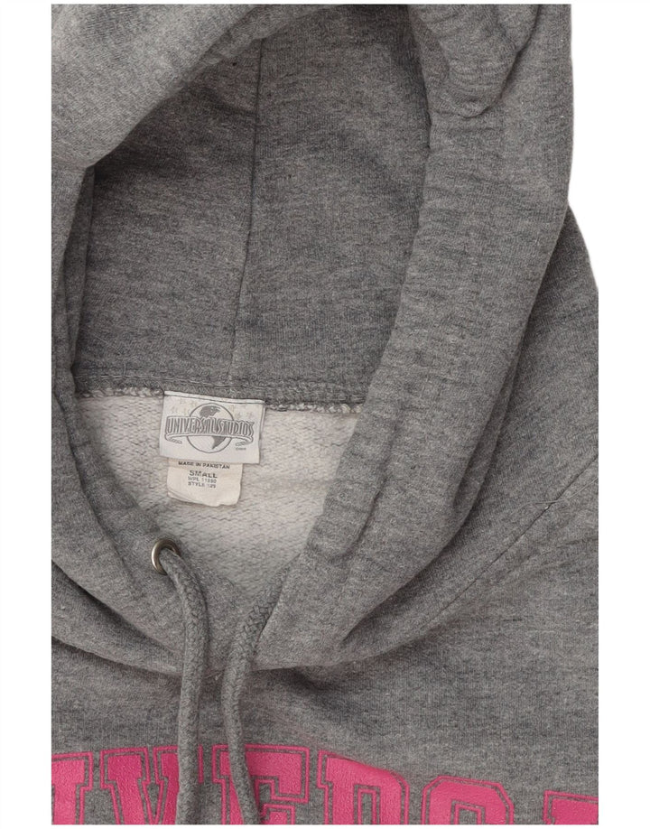 UNIVERSAL STUDIOS Suéter feminino com capuz gráfico oversized Reino Unido 10 pequeno cinza