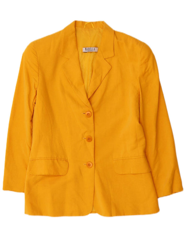 Jaqueta blazer feminina Marella de 3 botões Reino Unido 10 pequena viscose amarela