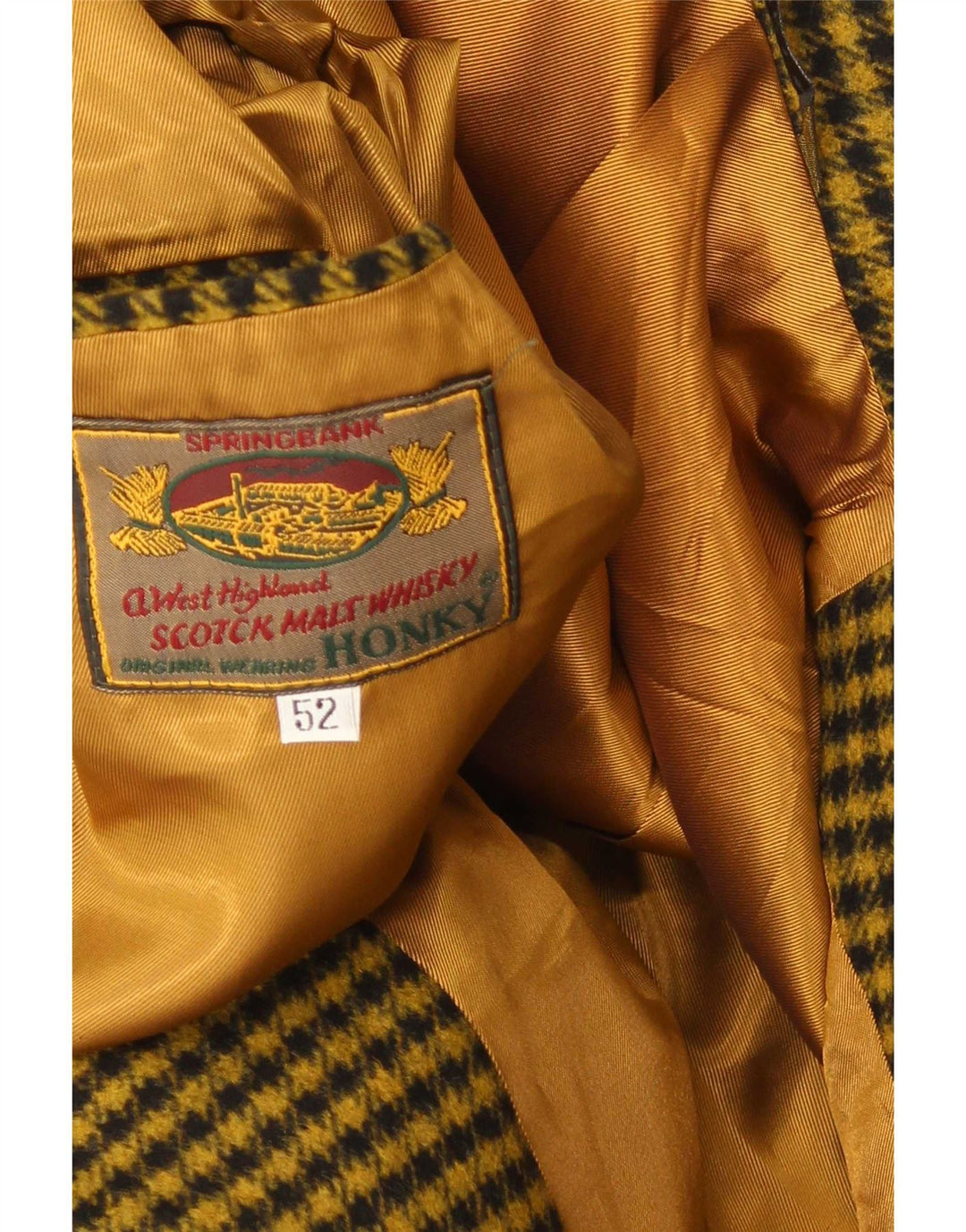 Jaqueta blazer masculina vintage com 2 botões, poliéster amarelo com verificação IT 52 XL
