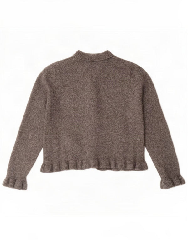 Suéter cardigã feminino Zara UK 14 poliéster cinza médio