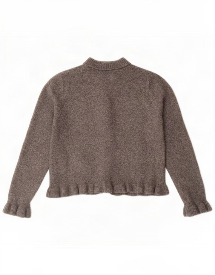 Suéter cardigã feminino Zara UK 14 poliéster cinza médio