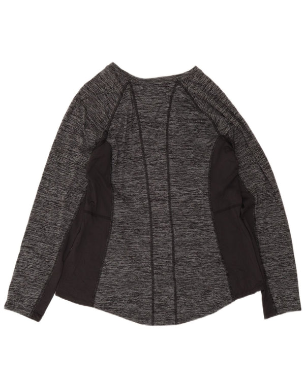 Top feminino Fila manga comprida UK 20 2XL cinza poliéster manchado esportivo