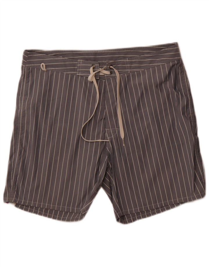 Shorts de natação masculino SUNDEK poliéster listrado cinza médio