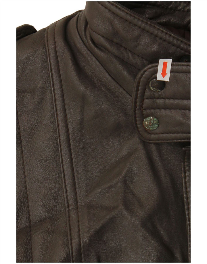 Jaqueta de couro masculina VINTAGE IT 54 2XL couro marrom