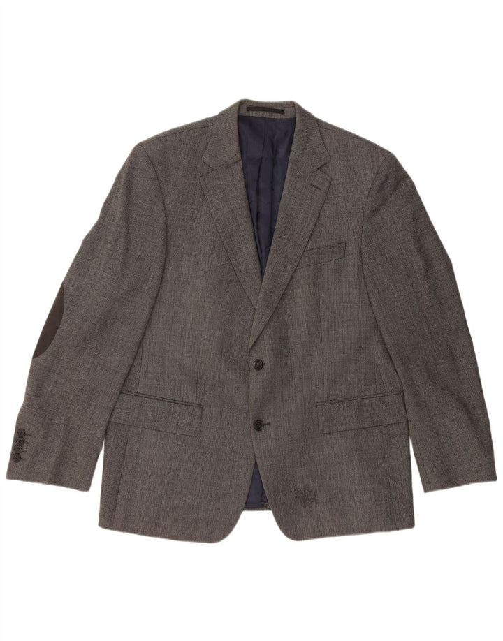 Jaqueta blazer masculina PIERRE CARDIN com 2 botões Reino Unido 40 grande lã virgem cinza