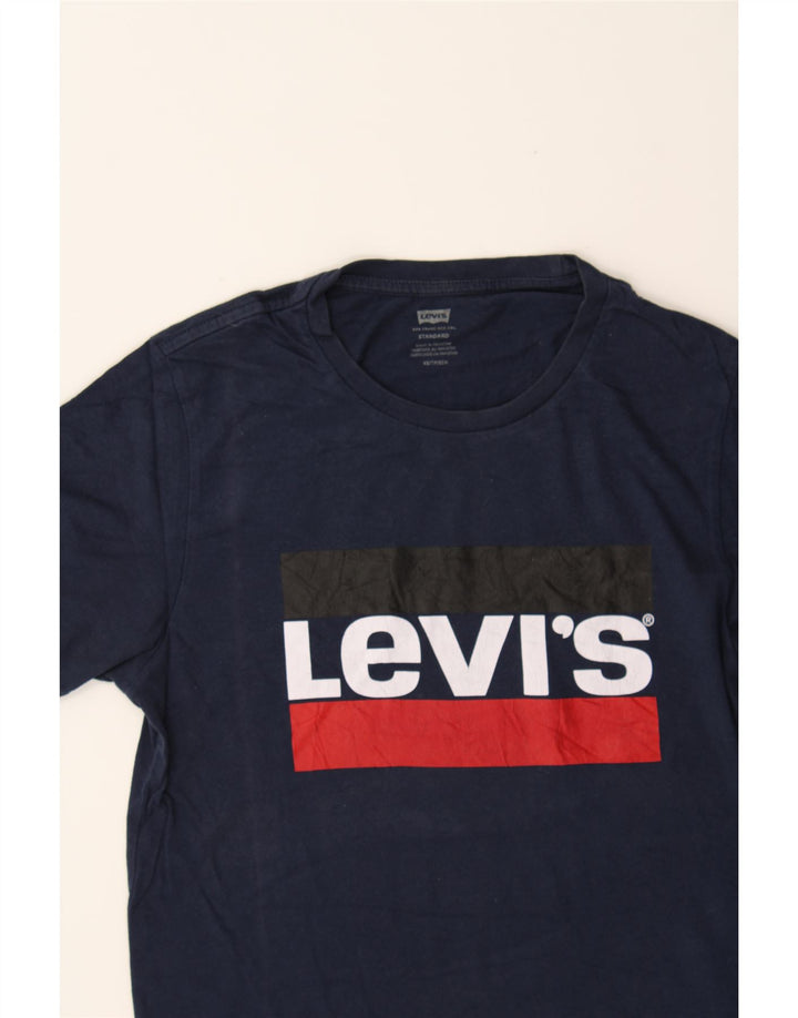 LEVI'S Mens Standard Graphic T-Shirt Top XS Navy Blue Cotton Vintage Levi's and Second-Hand Levi's from Messina Hembry 