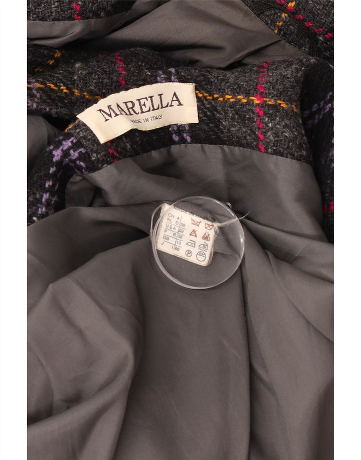 Casaco feminino oversized duplo breasted Marella UK 10 pequeno xadrez cinza