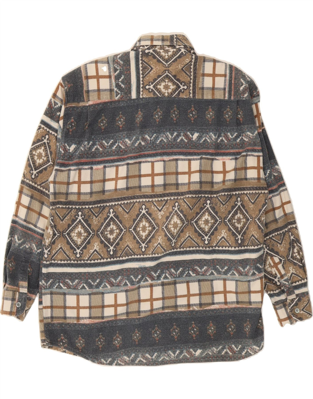 CATTANI Mens Flannel Shirt XL Beige Fair Isle Cotton Vintage Cattani and Second-Hand Cattani from Messina Hembry 