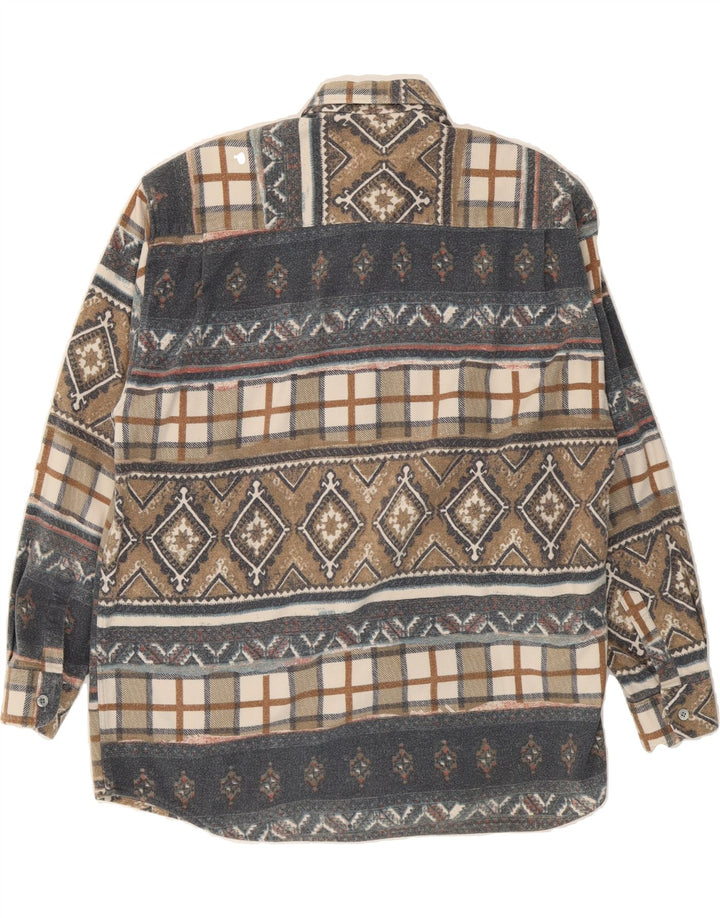 CATTANI Mens Flannel Shirt XL Beige Fair Isle Cotton Vintage Cattani and Second-Hand Cattani from Messina Hembry 