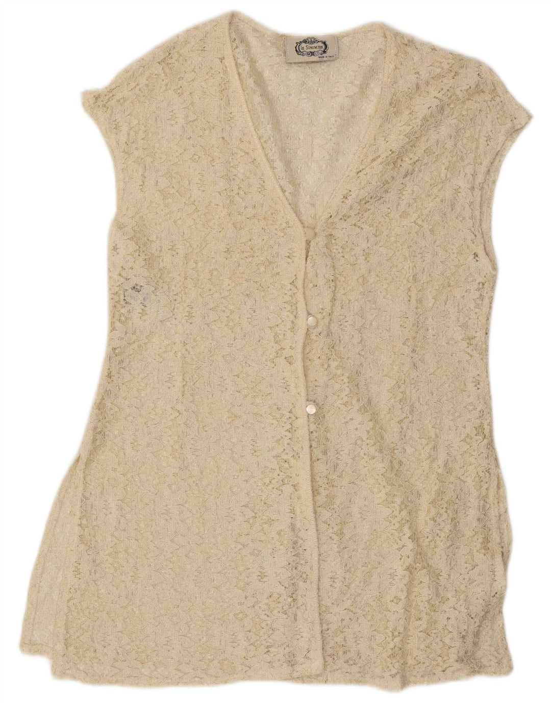 Blusa feminina sem mangas LA SIRENETTA Reino Unido 14 médio off white viscose