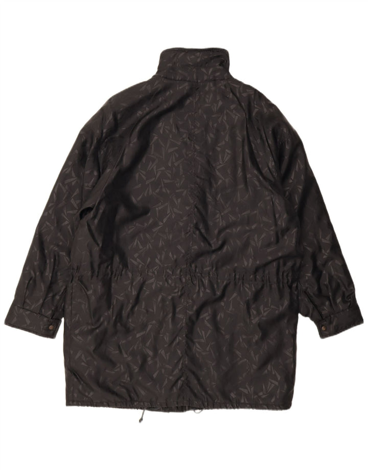 Casaco corta-vento feminino vintage grande IT 42 médio preto geométrico