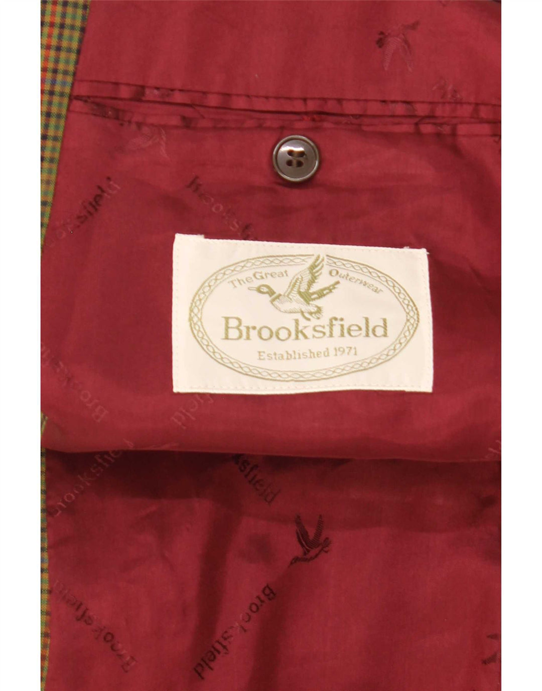 Jaqueta Blazer Masculina Brooksfield com 2 Botões IT 52 XL Lã Gingham Verde