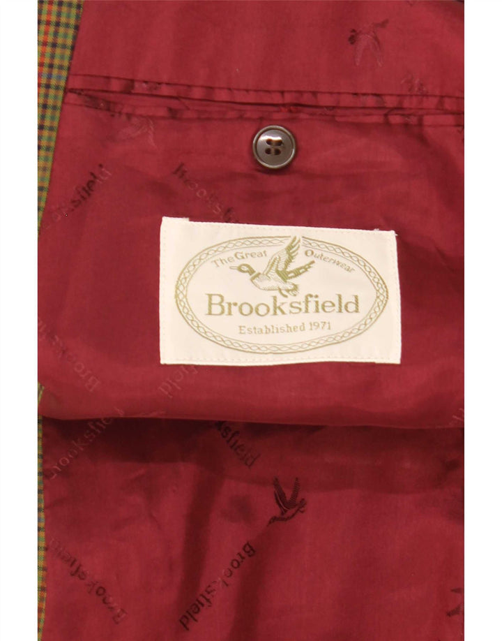 Jaqueta Blazer Masculina Brooksfield com 2 Botões IT 52 XL Lã Gingham Verde