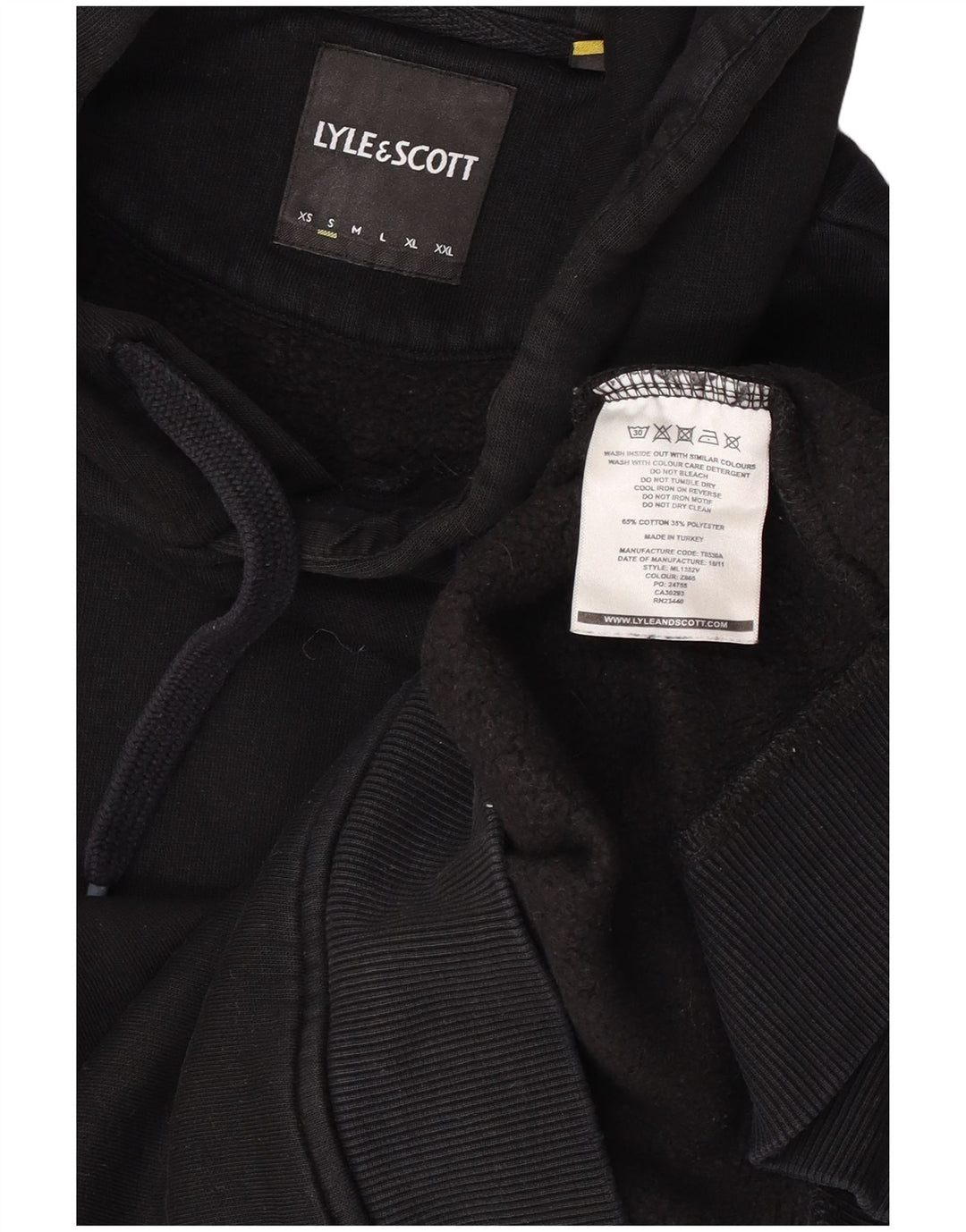 Lyle & Scott moletom com capuz masculino pequeno algodão preto
