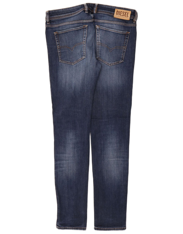 Diesel Mens Sleenker Distressed Jeans Skinny W33 L32 Azul Algodão