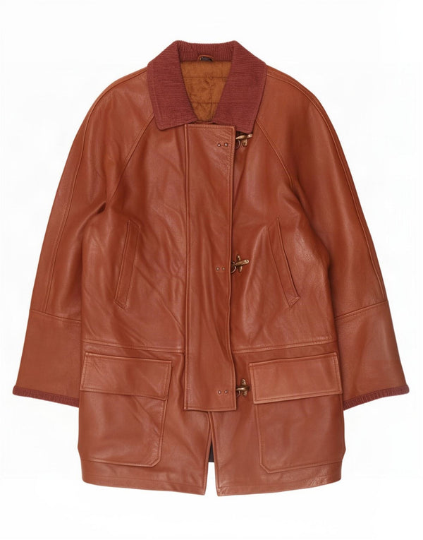 Casaco feminino Giamax de couro Duffle IT 50 2XL marrom