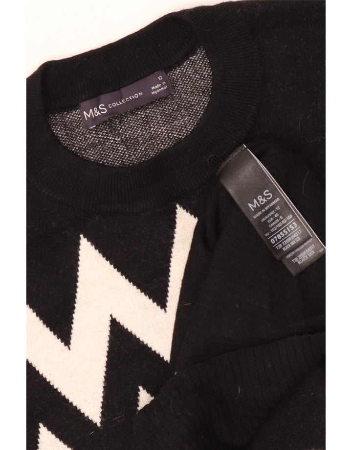Suéter feminino Marks & Spencer com gola redonda Reino Unido 12 médio preto