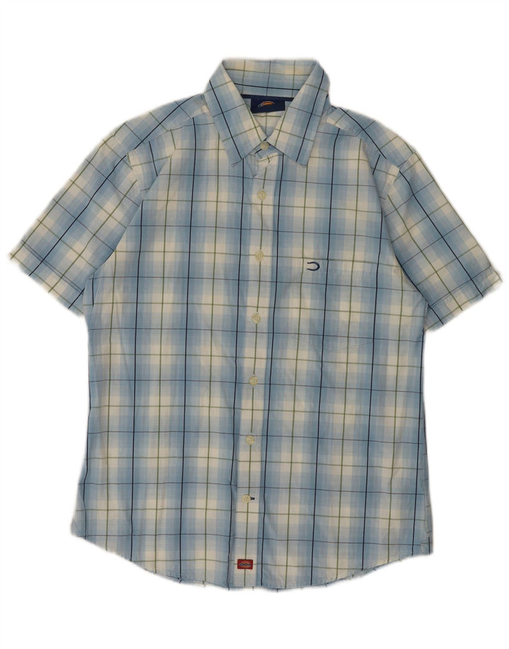 Camisa masculina de manga curta Dickies grande algodão xadrez azul