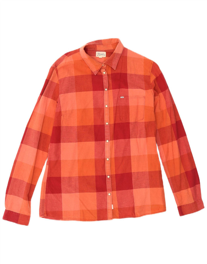Camisa feminina Wrangler UK 16 grande algodão xadrez vermelho