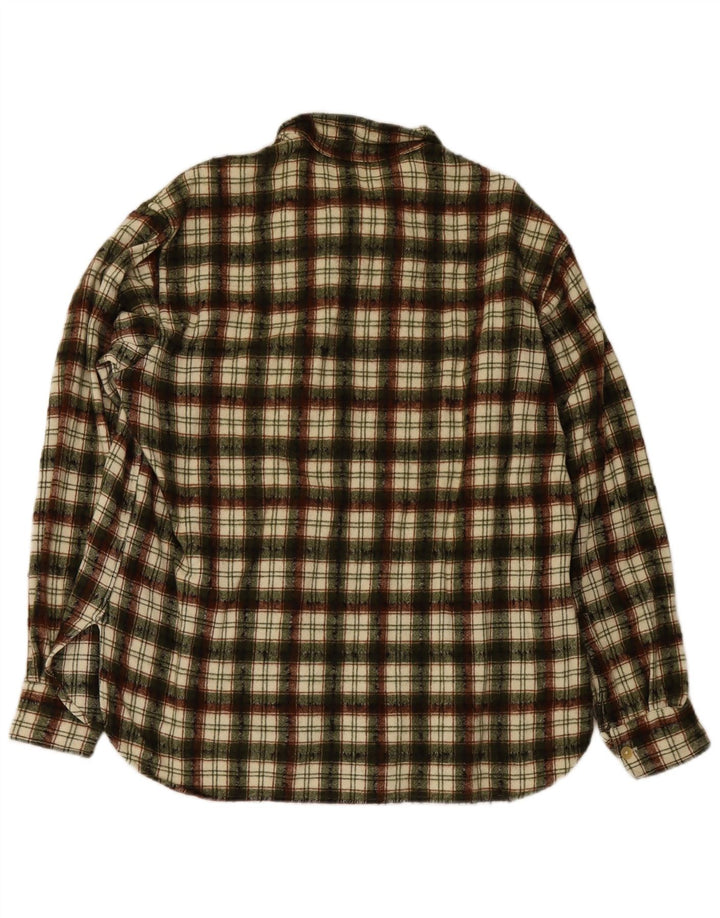 Camisa de flanela masculina vintage grande xadrez multicolorida