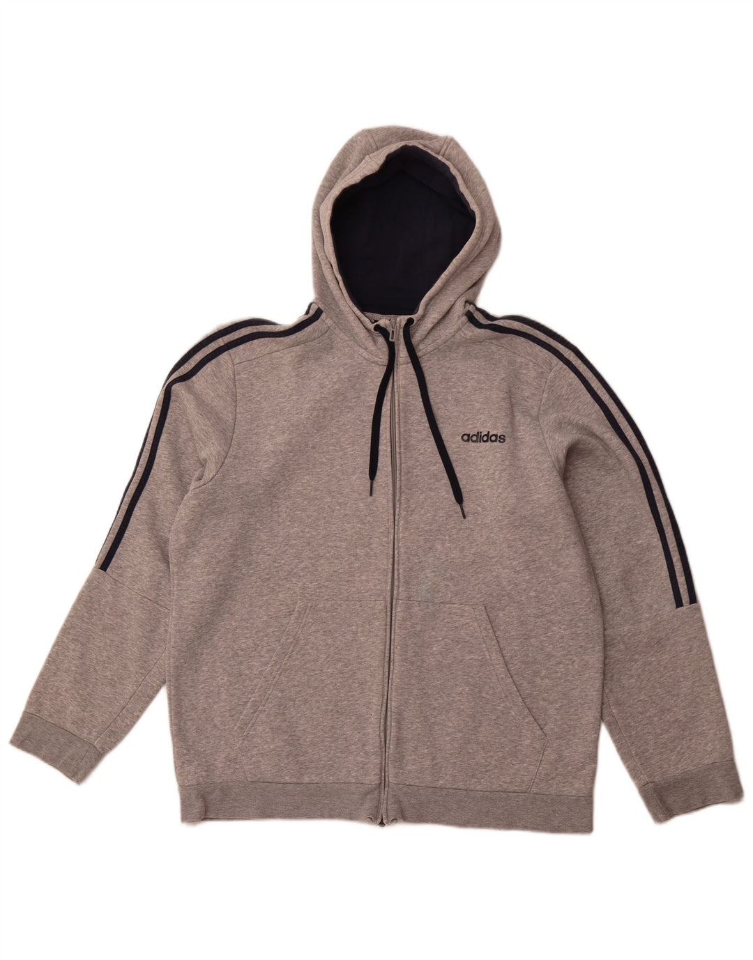 ADIDAS Mens Zip Hoodie Sweater XL Cinza