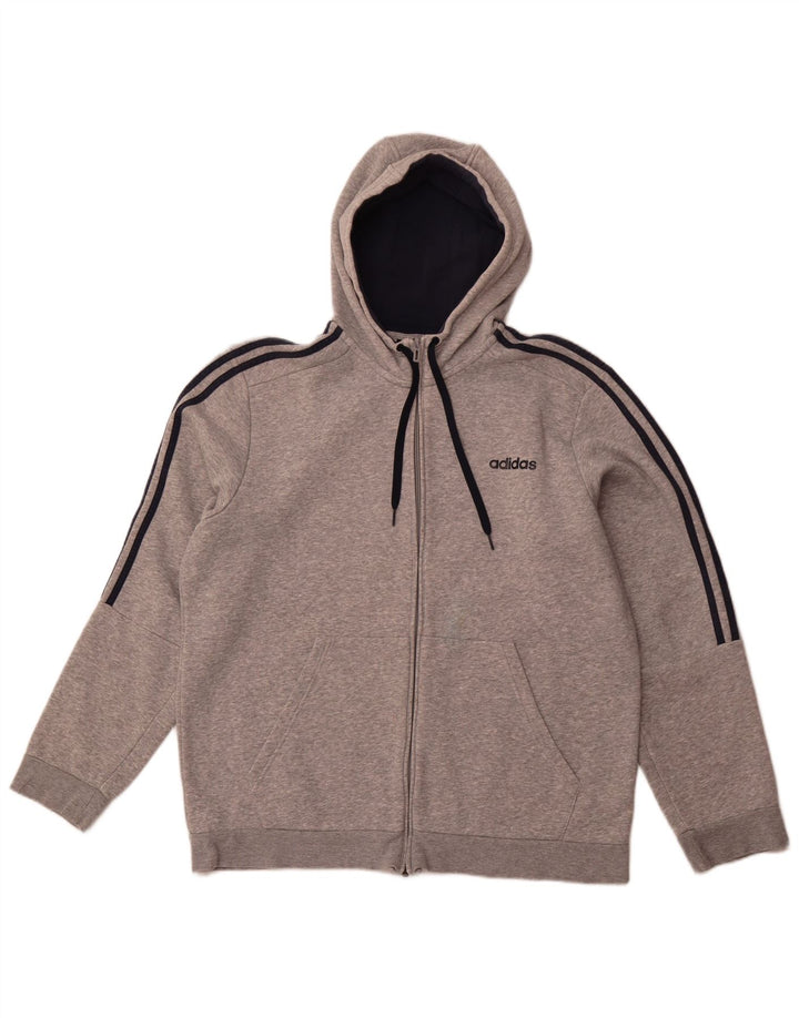 ADIDAS Mens Zip Hoodie Sweater XL Cinza