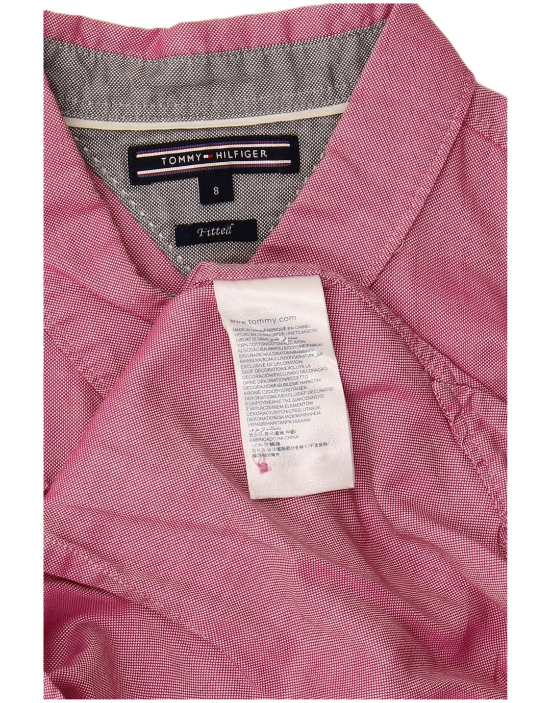Camisa justa feminina TOMMY HILFIGER EUA 8 algodão rosa médio