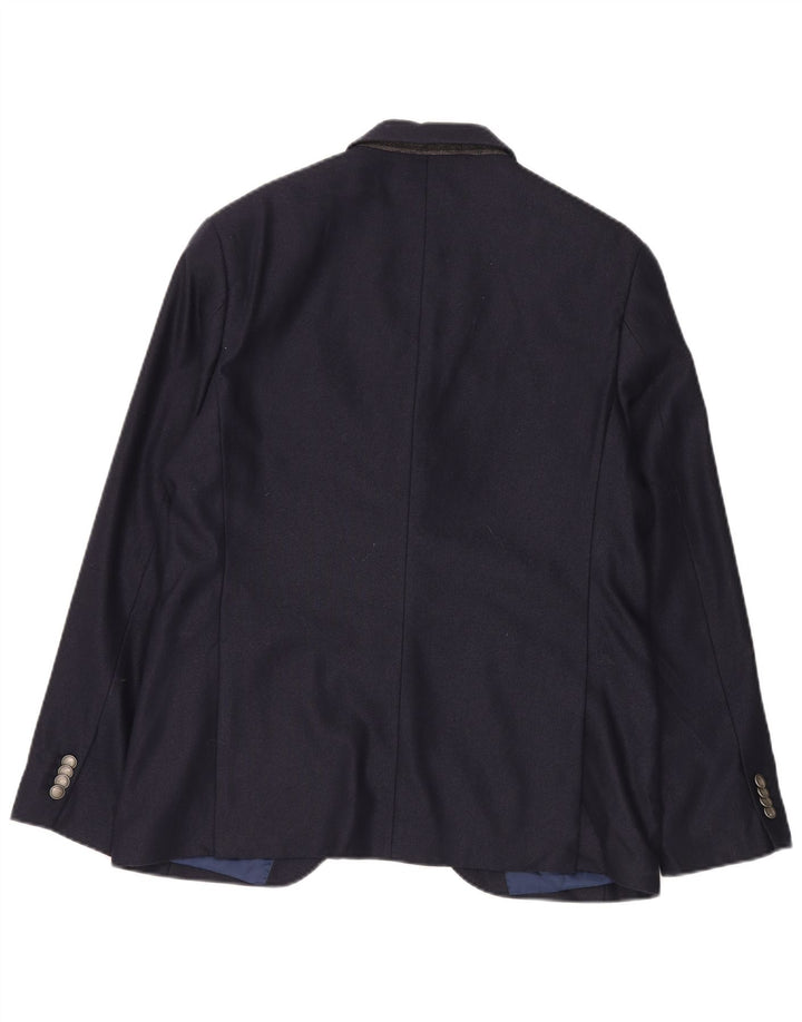 Jaqueta blazer masculina de 2 botões MARKS & SPENCER Reino Unido 40 lã azul marinho médio