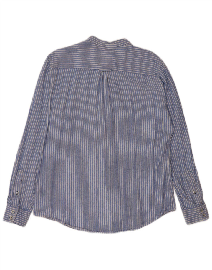 Camisa masculina Crew Clothing de linho listrado azul médio