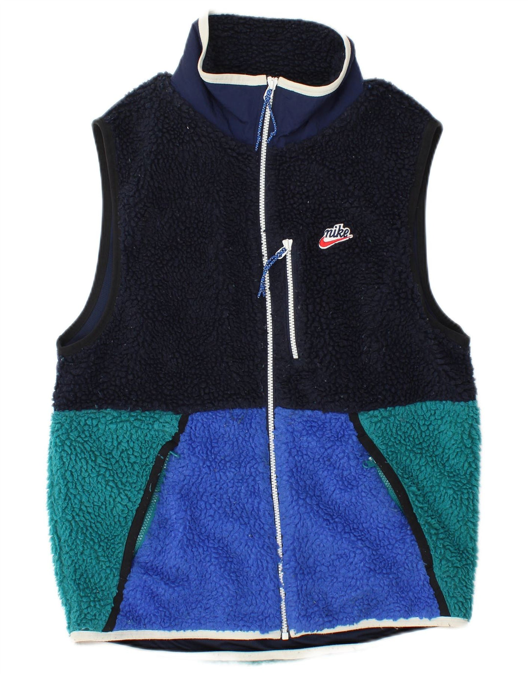 NIKE Masculino Fleece Gilet UK 36 Pequeno Azul Marinho Colourblock Poliéster Esportes