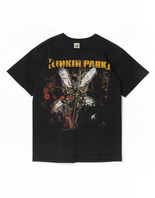 Camiseta masculina vintage Linkin Park Hybrid Theory 2002 Top Médio Preto