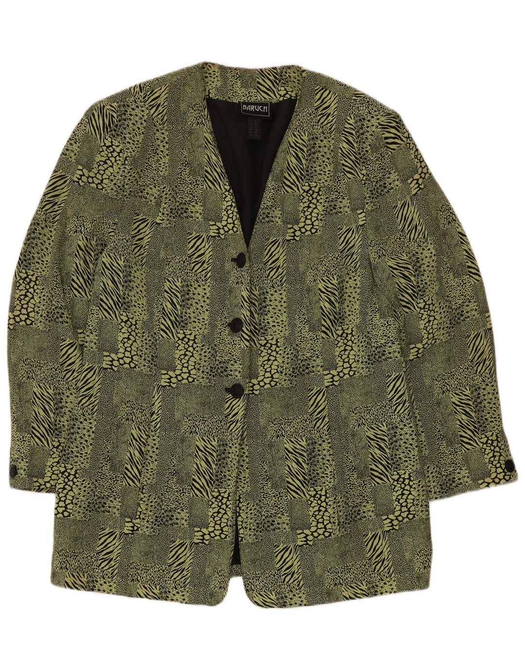 Jaqueta blazer feminina BARUCH Longline Reino Unido 16 grande estampa animal verde