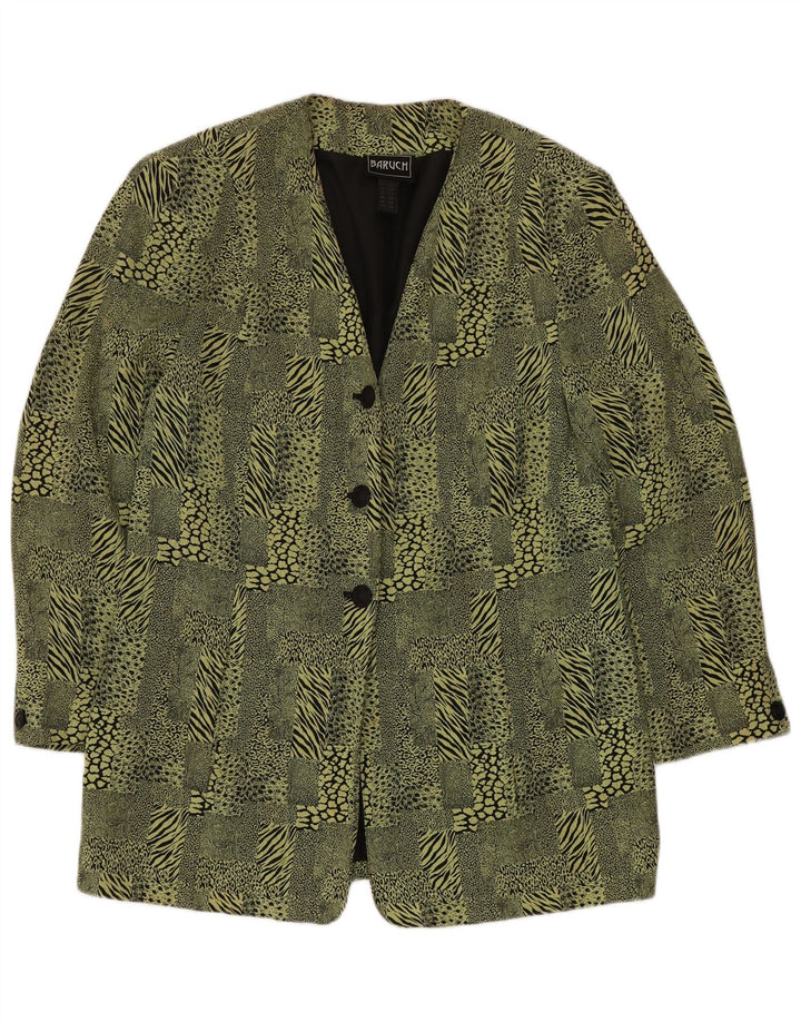 Jaqueta blazer feminina BARUCH Longline Reino Unido 16 grande estampa animal verde