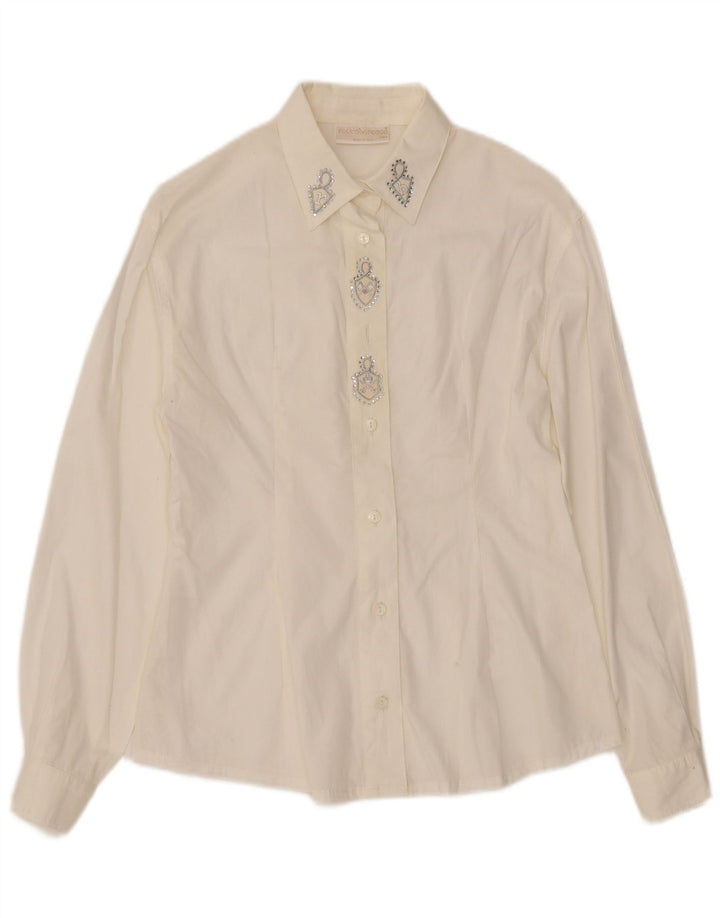 Camisa feminina ROCCOBAROCCO UK 12 médio branco