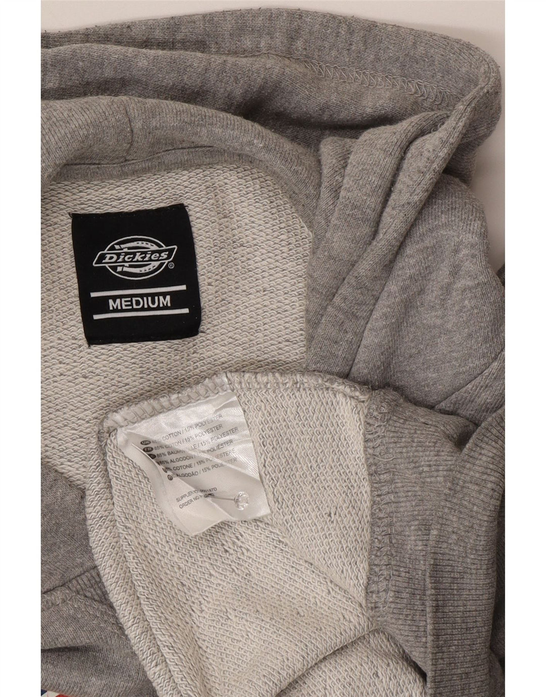 Suéter masculino com capuz gráfico DICKIES algodão cinza médio