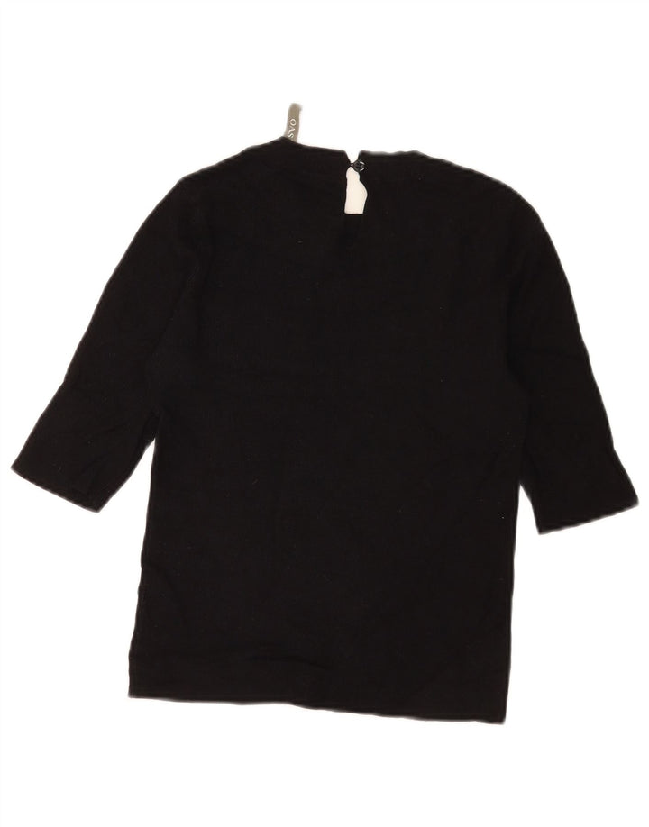 Top feminino Oasis manga 3/4 UK 8 pequeno preto