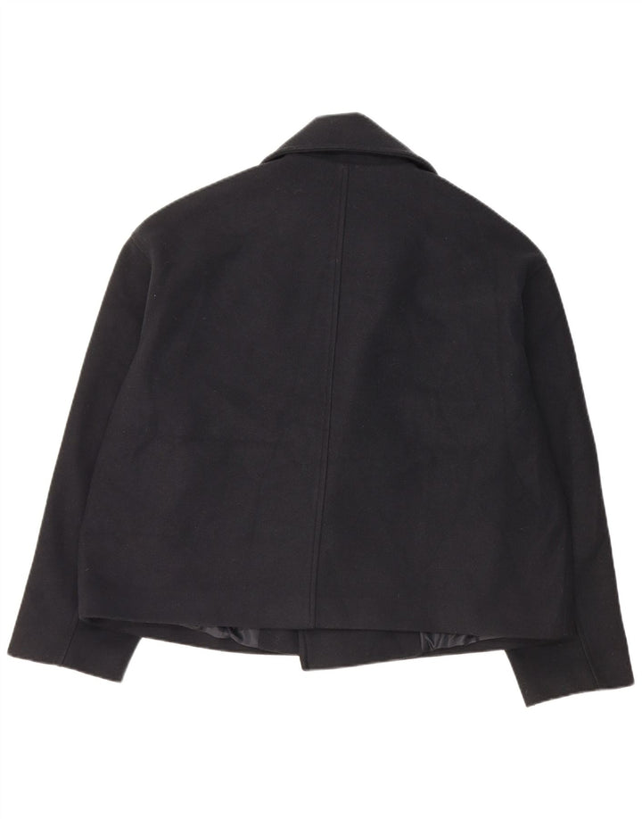 Zara Womens Oversized Pea Coat UK 14 Médio Azul Marinho Poliéster