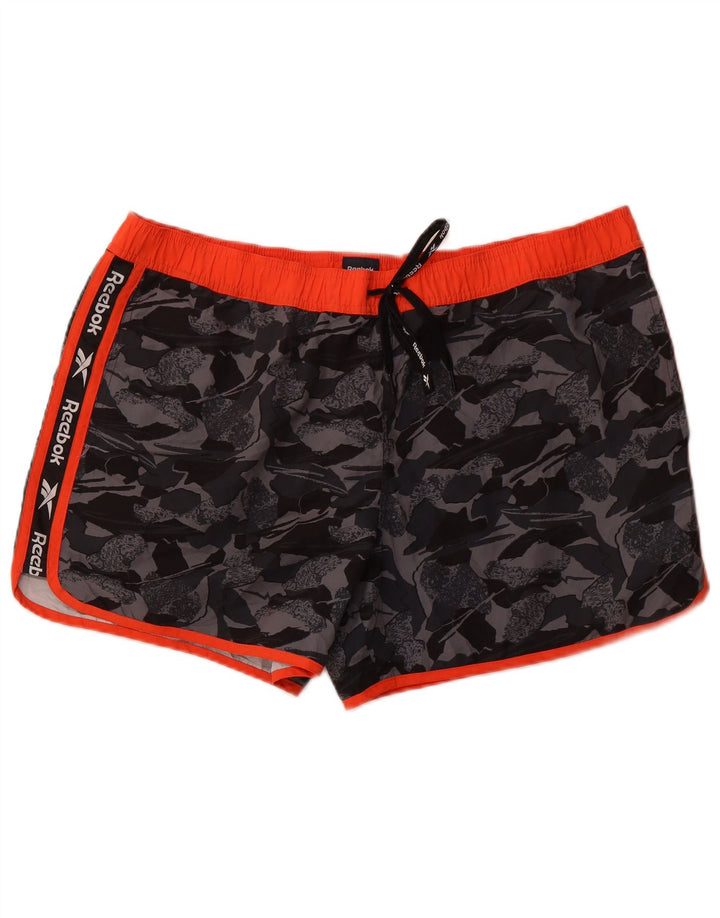 Shorts de natação masculino Reebok XL cinza camuflagem poliéster