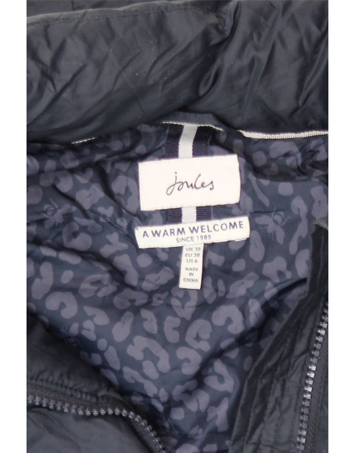 Casaco feminino Joules com capuz e acolchoado de grandes dimensões UK 10 pequeno poliéster azul marinho