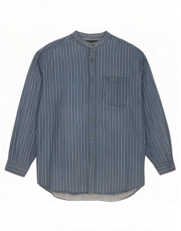 Croft & Barrow Camisa alta masculina XL algodão listrado azul