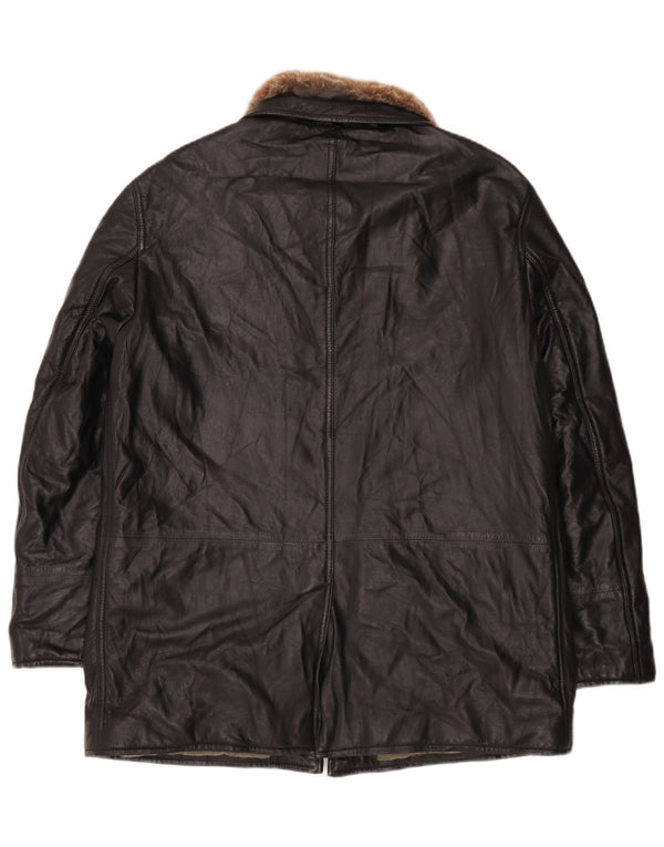 Jaqueta de couro masculina Enrico Mandelli UK 42 XL preta