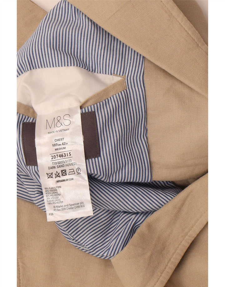Jaqueta blazer masculina de 2 botões Marks & Spencer Reino Unido 42 linho bege grande