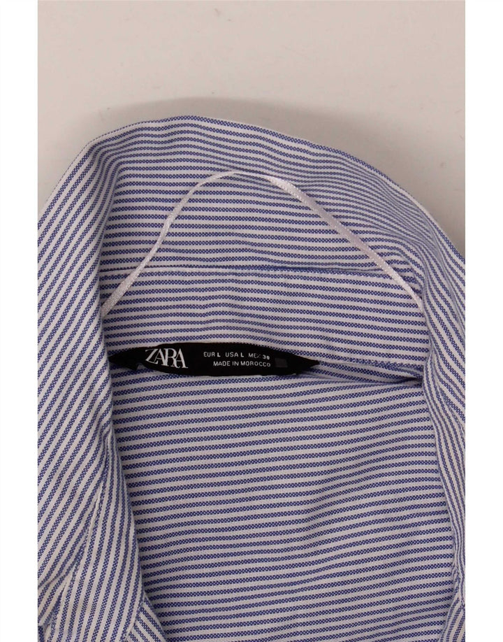 Camisa oversized feminina Zara UK 16 listra azul grande